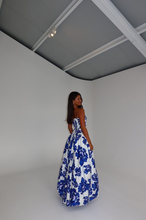 Aje Bubble Behold Maxi Gown Cobalt Blue