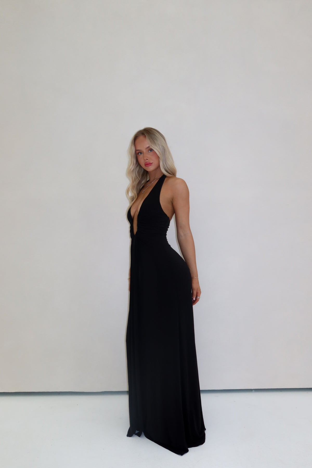 MISHA Jennifer Cupro Gown Black