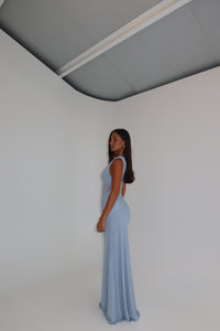 MISHA Sisal Mesh Gown Dove Blue shortandsweethire