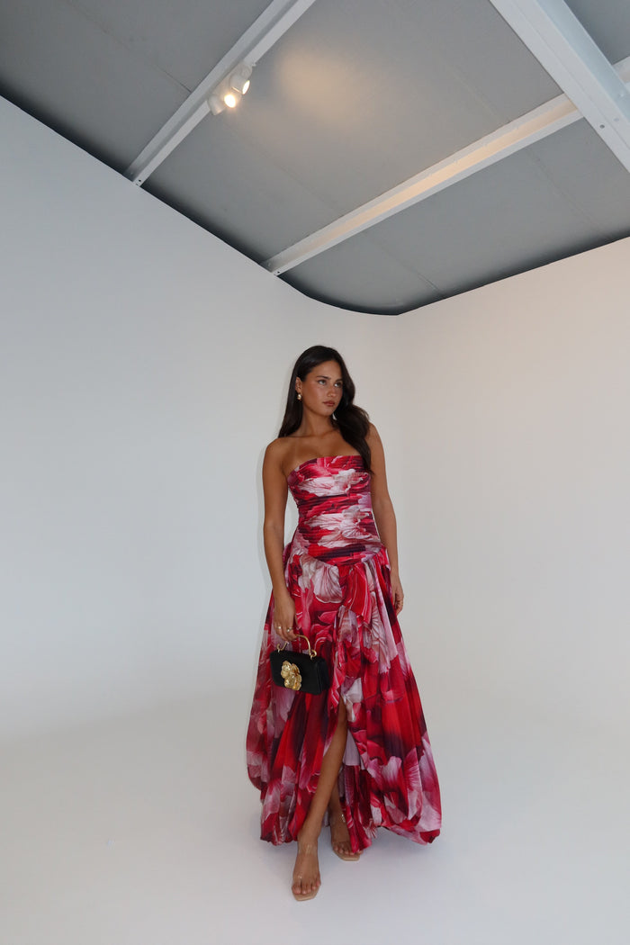Aje Flora Gown Prismatic Floral Red