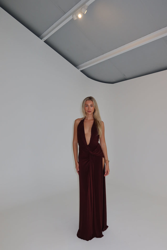 Natalie Rolt Winona Gown Espresso shortandsweethire