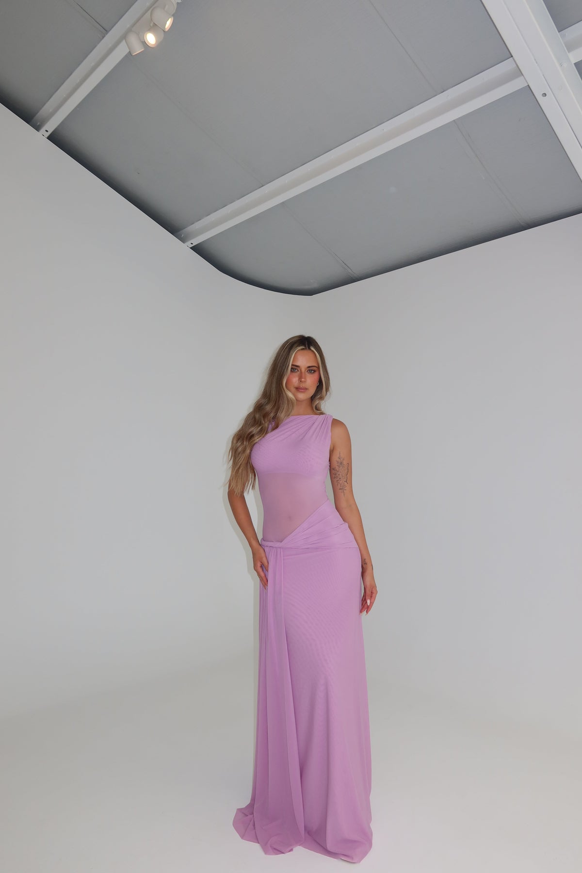MISHA Sisal Mesh Gown Lilac shortandsweethire