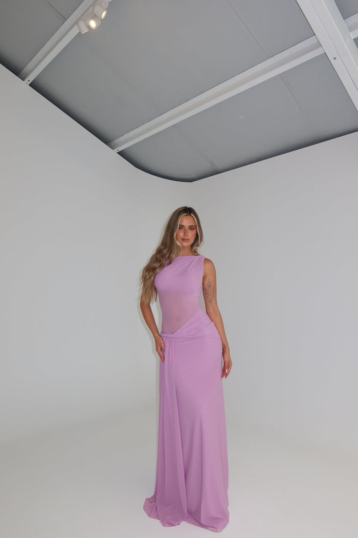 MISHA Sisal Mesh Gown Lilac shortandsweethire