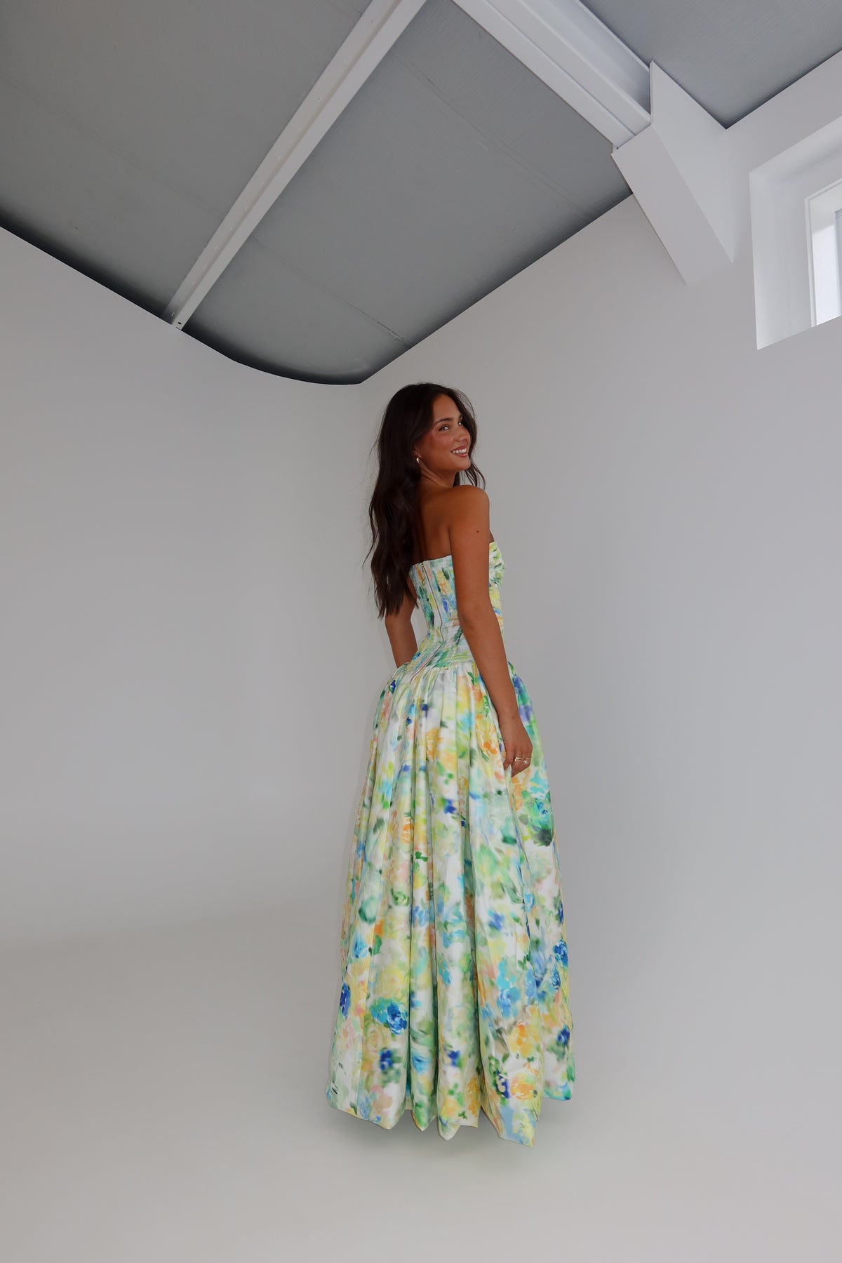 Aje Violette Bubble Hem Maxi Gown Floral Haze