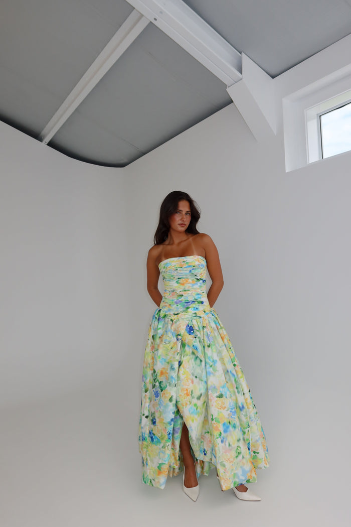 Aje Violette Bubble Hem Maxi Gown Floral Haze shortandsweethire Aje Violette Bubble Hem Maxi Gown Floral Haze shortandsweethire