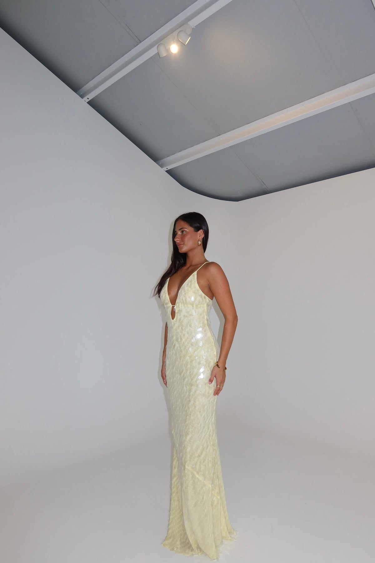 Misha Sapphire Sequin Maxi Lemon shortandsweethire