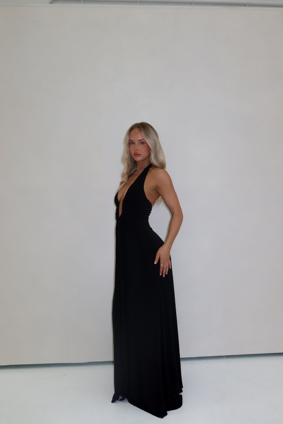 MISHA Jennifer Cupro Gown Black