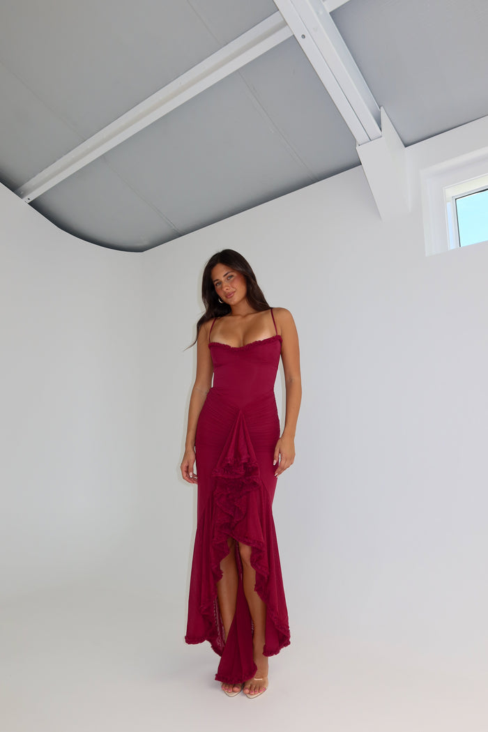 House of Cb Gabbi Gown Wine – shortandsweethire