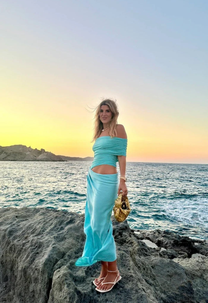 Benni Nico Off Shoulder Maxi Aquamarine