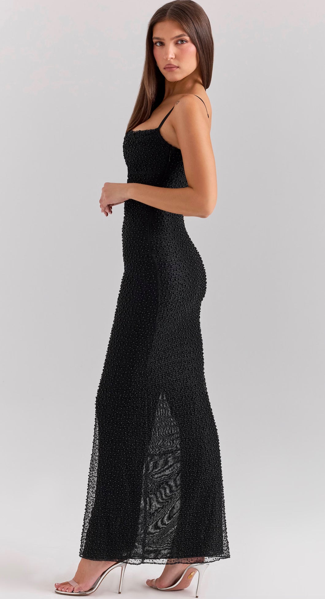 House of Cb Calla Pearl Gown Black