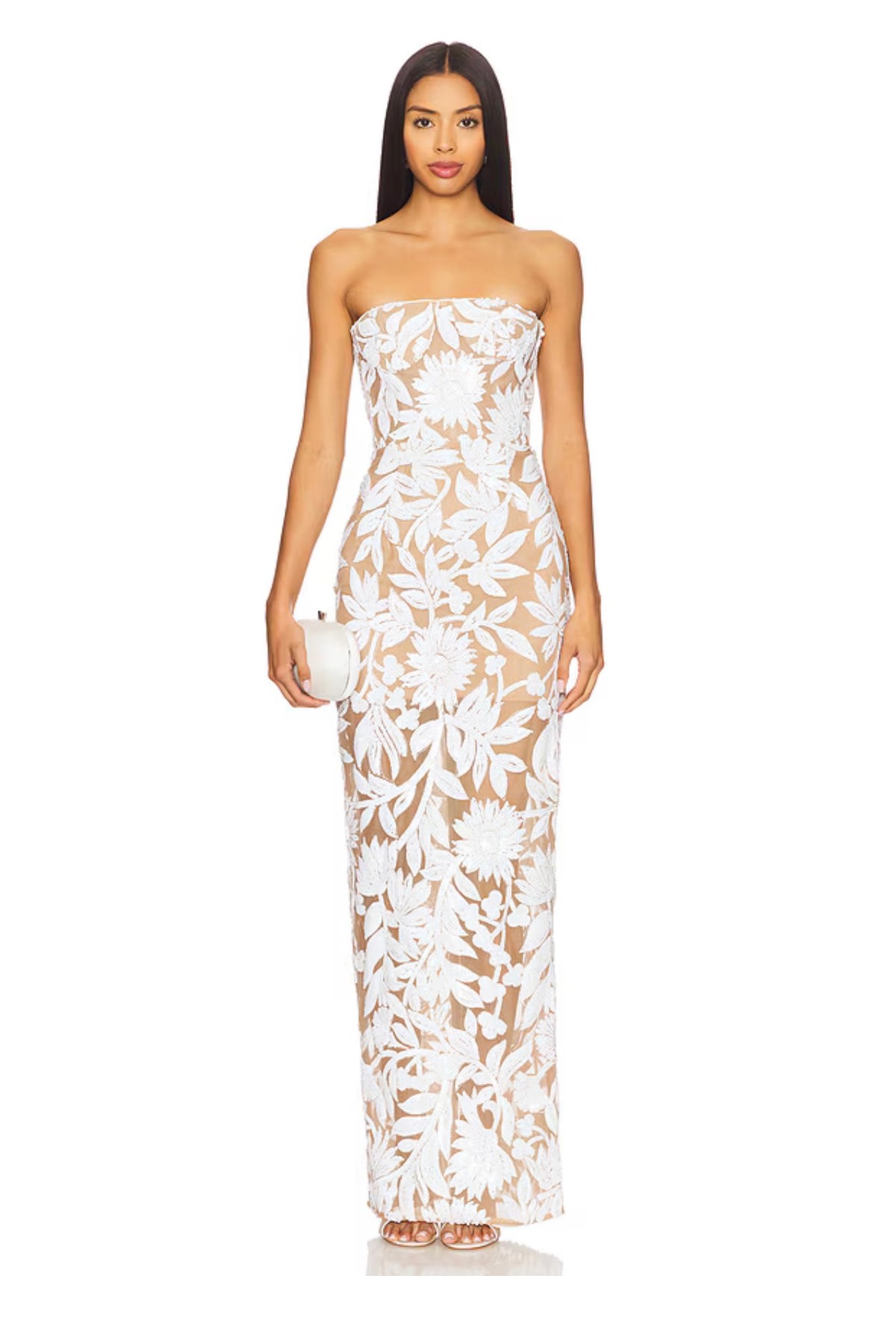 Bronx Banco Dahlia Sequin Gown White