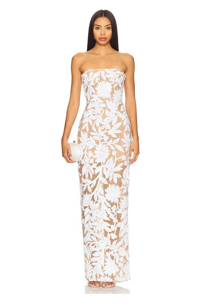 Bronx Banco Dahlia Sequin Gown White