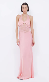 Bec + Bridge Liv Halter Maxi Gown Pink Sherbert