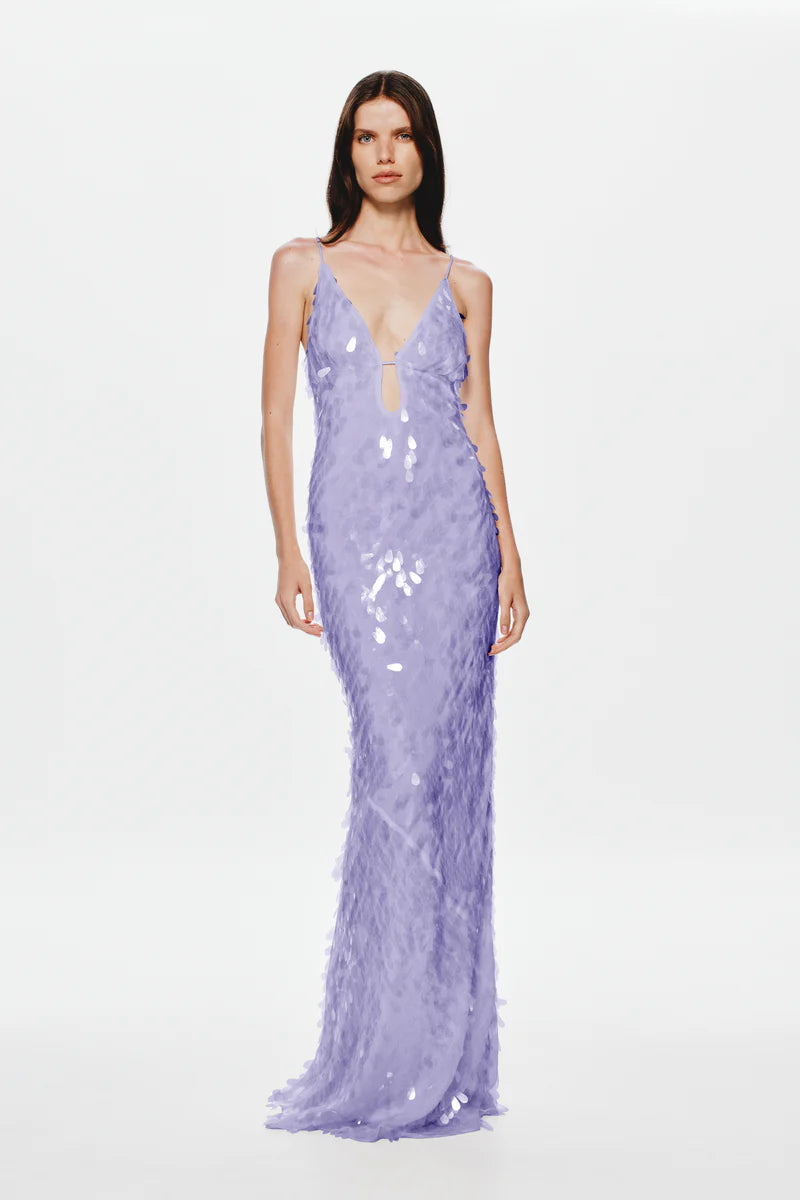 MISHA Sapphire Sequin Gown Lilac