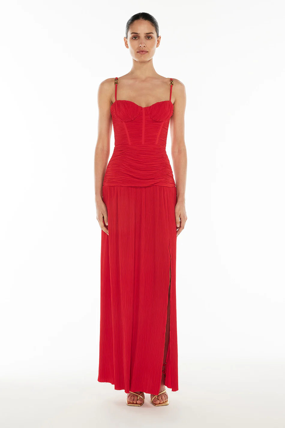 Manning Cartell Double Time Pleat Gown Red