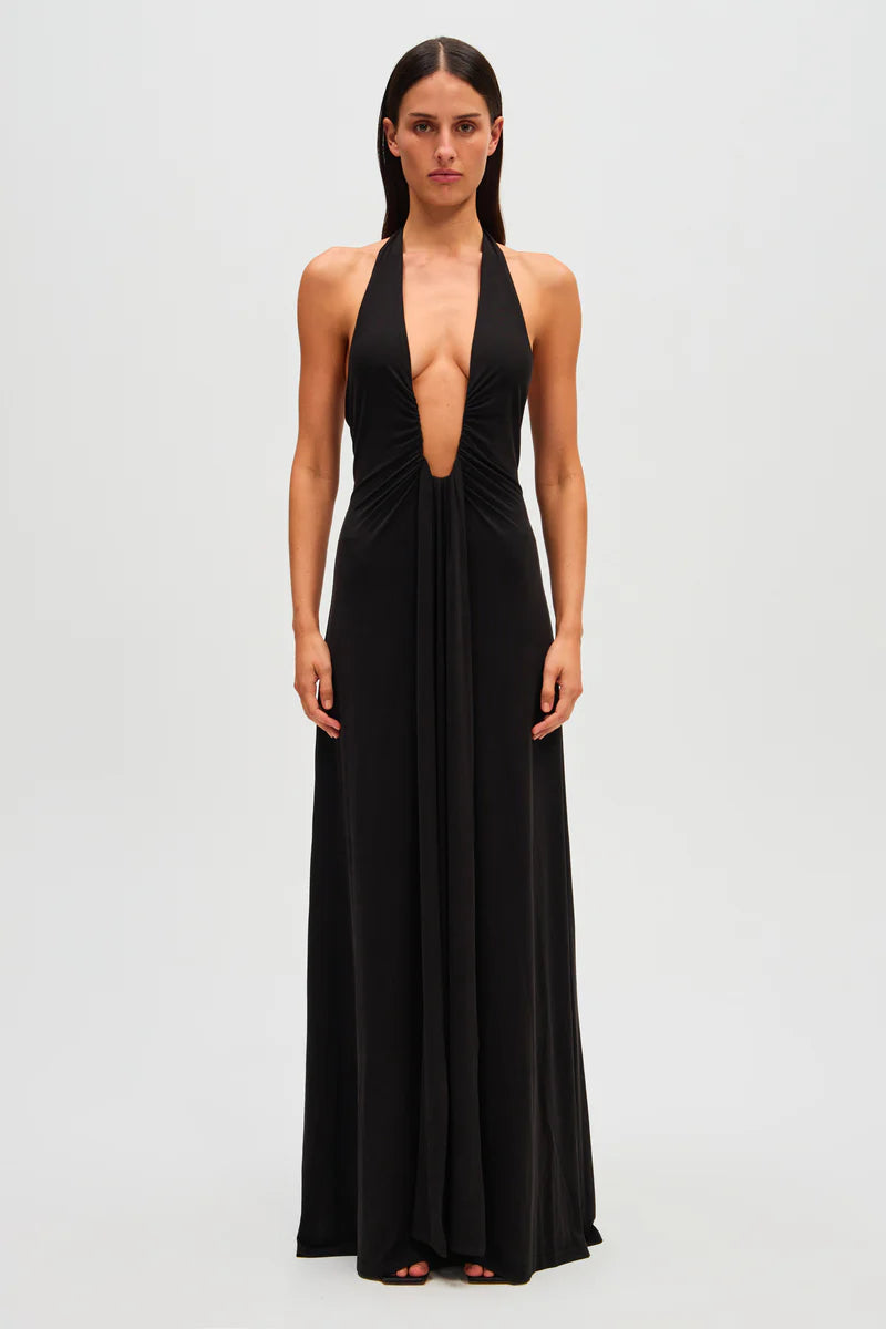 MISHA Jennifer Cupro Gown Black