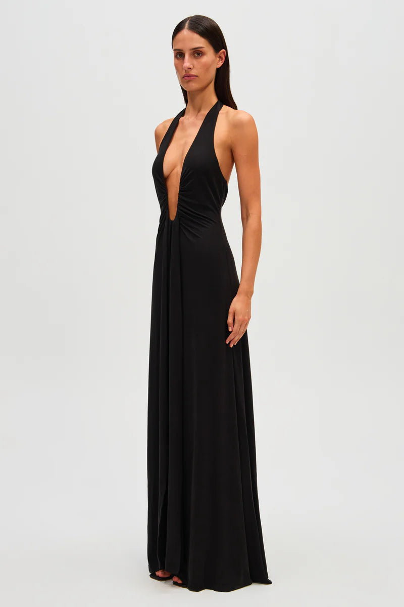 MISHA Jennifer Cupro Gown Black