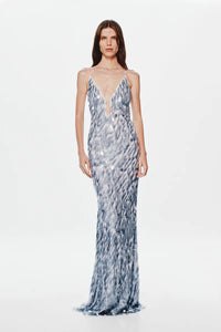 MISHA Sapphire Sequin Maxi Dove Grey