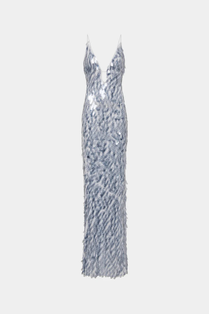 MISHA Sapphire Sequin Maxi Dove Grey