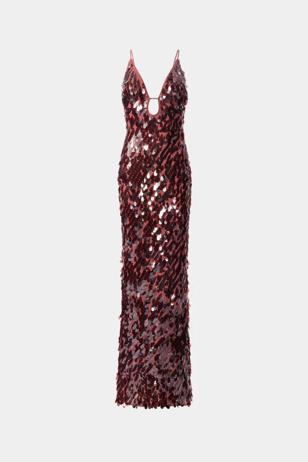 MISHA Sapphire Sequin Gown Fig