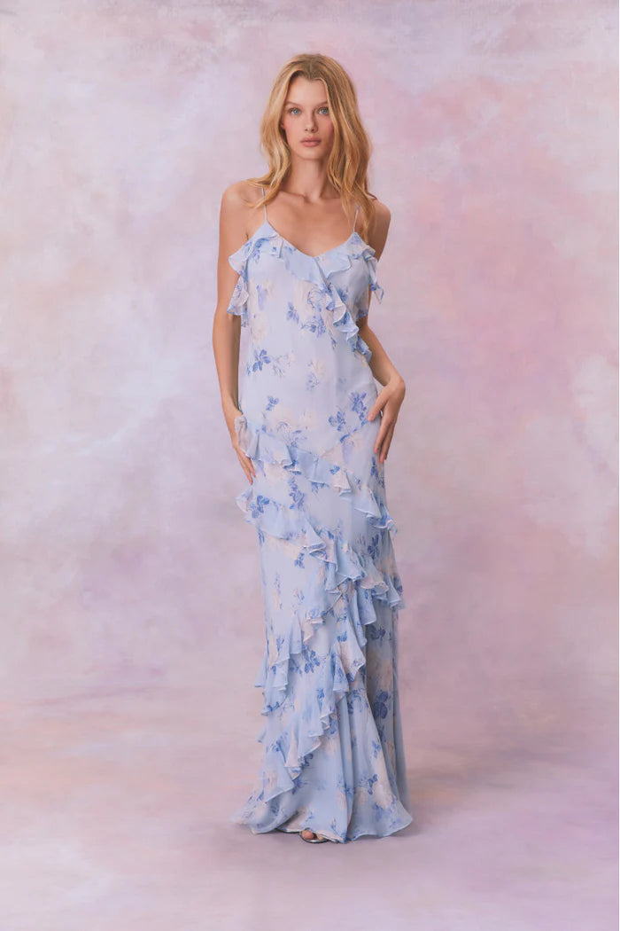 Love Shack Fancy Rialto Gown Blue Whisper shortandsweethire Love Shack Fancy Rialto Gown Blue Whisper shortandsweethire