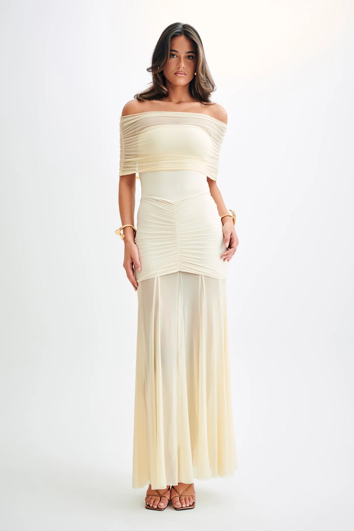 Meshki Caspian Mesh Maxi Dress Ivory