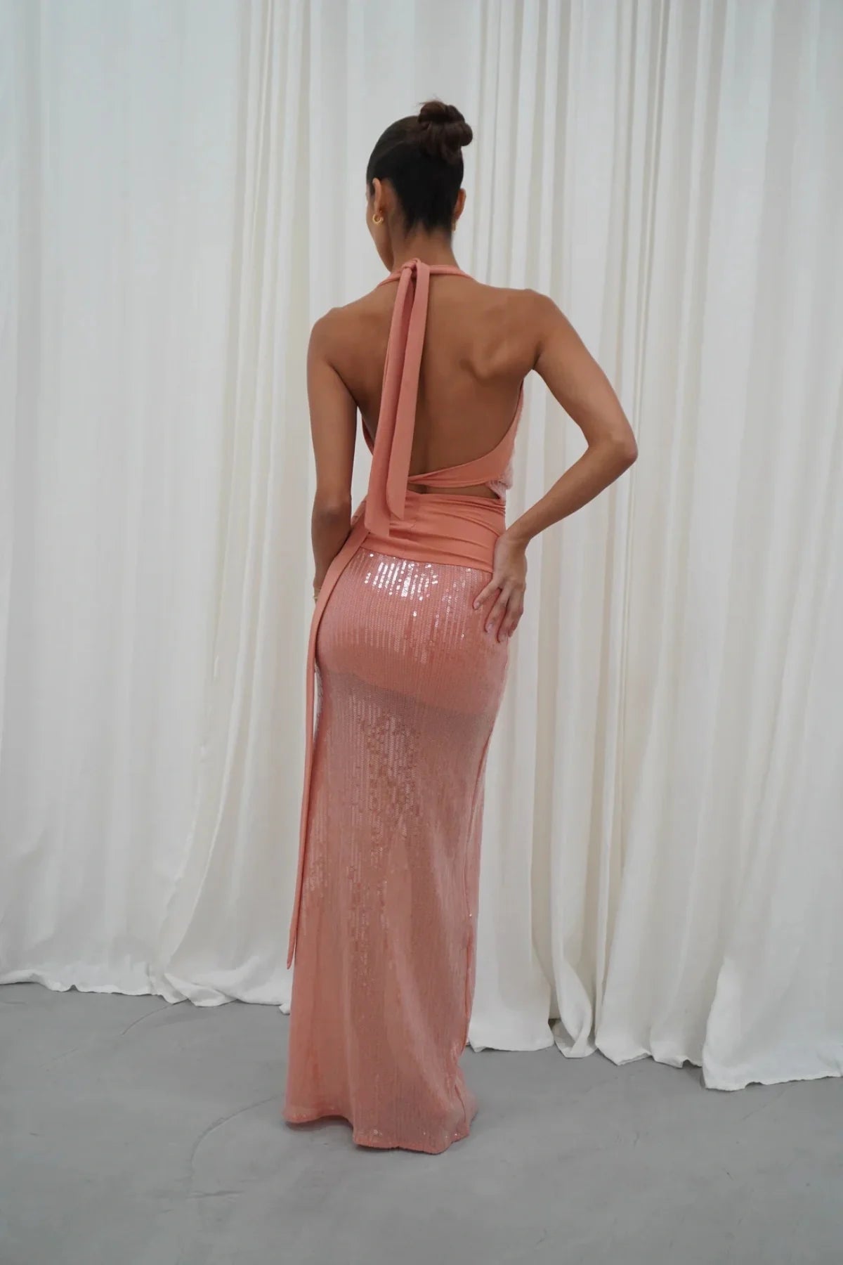 Deconduarte Lilou Sequin Gown Coral