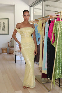 Deconduarte Lilou Sequin Gown Yellow