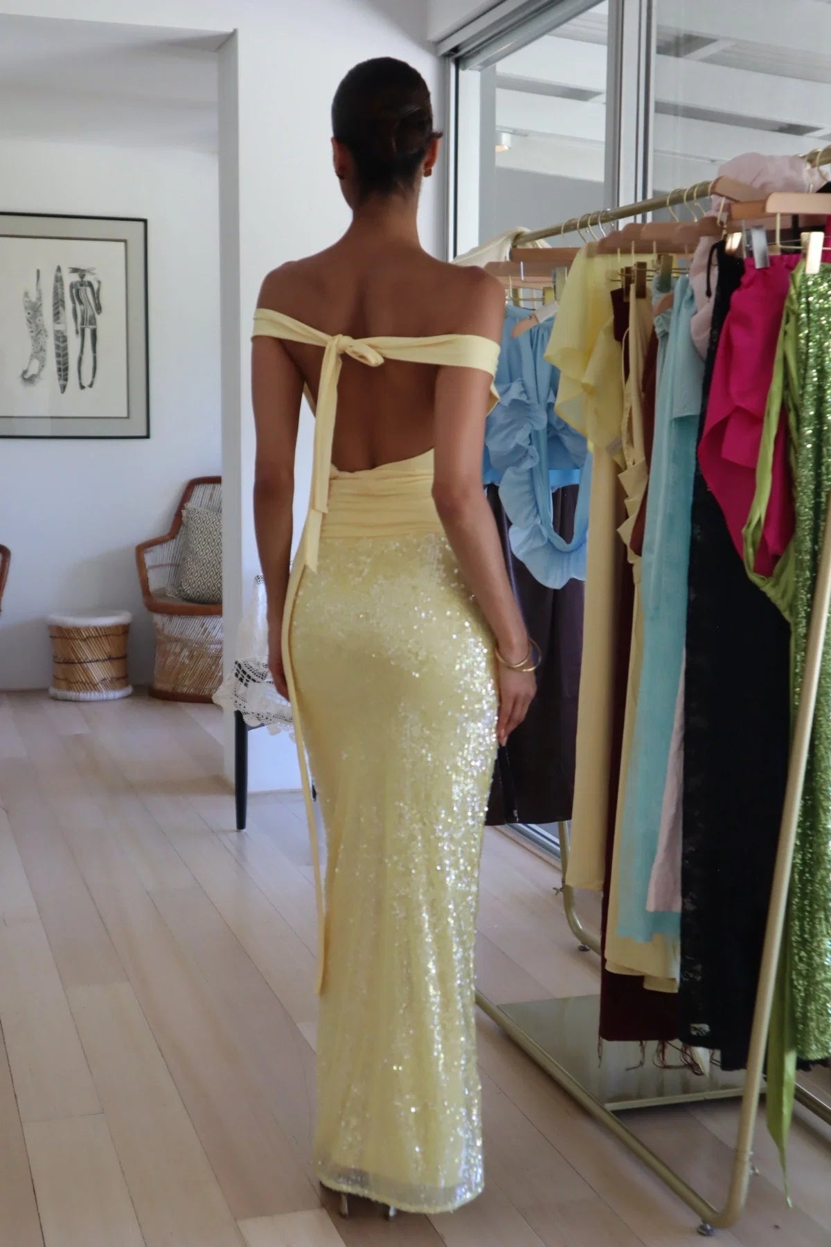 Deconduarte Lilou Sequin Gown Yellow
