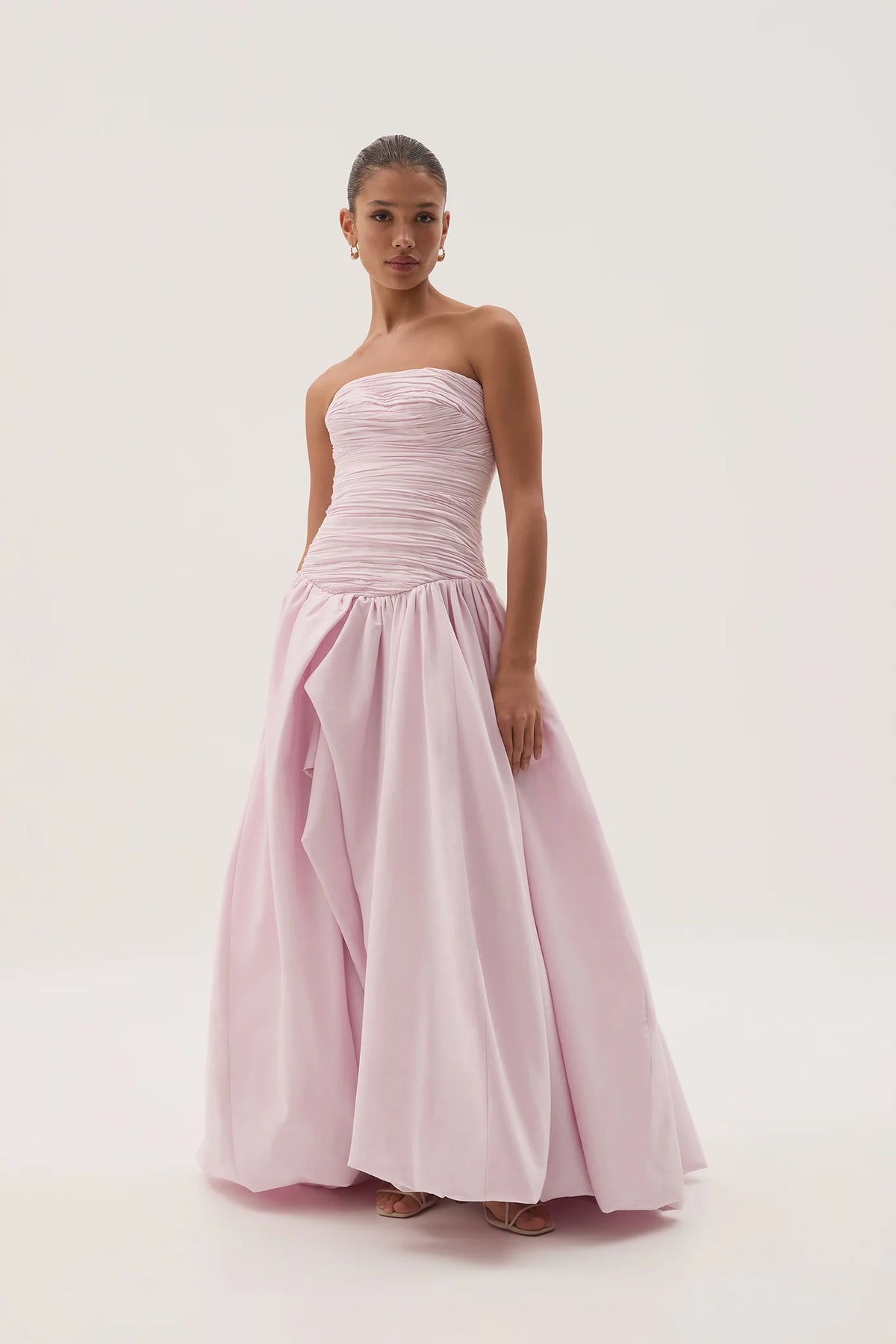 Aje Violette Bubble Hem Maxi Gown Pastel Pink