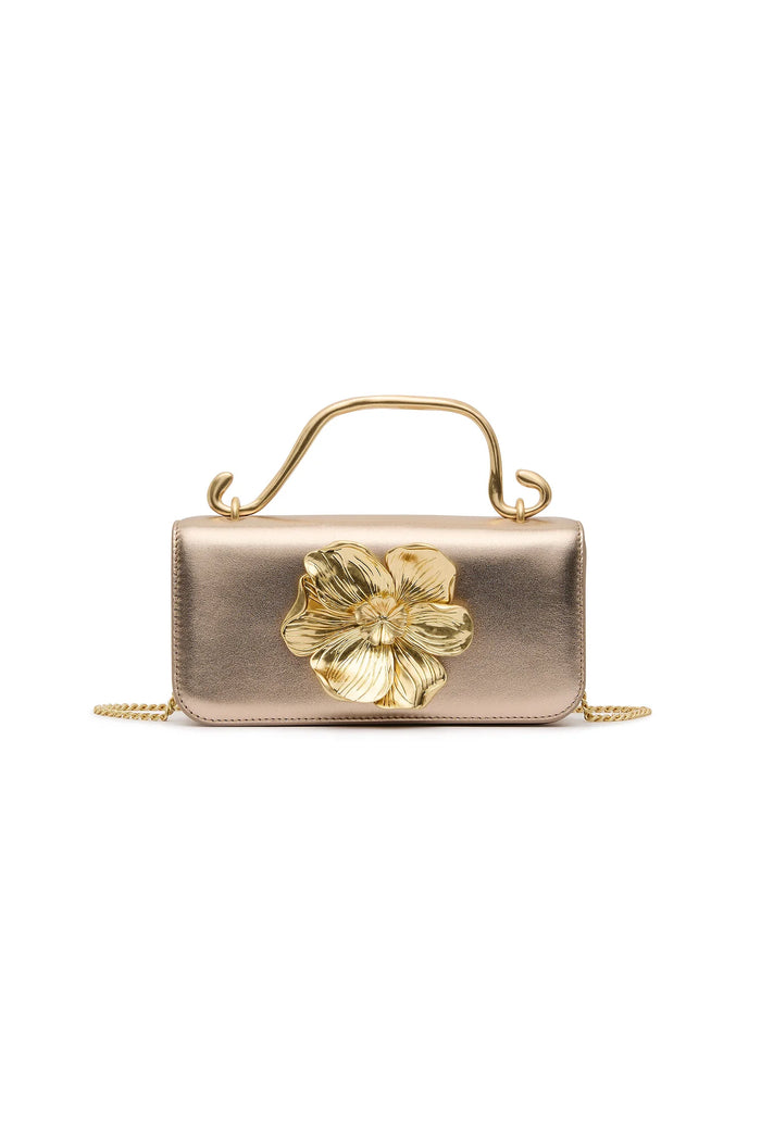Aje Alessia Flower Clutch Champagne