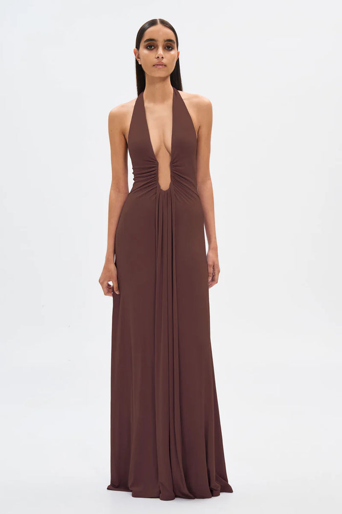 Misha Jennifer Cupro Gown Cedar Brown