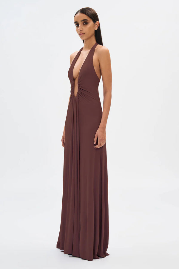 Misha Jennifer Cupro Gown Cedar Brown