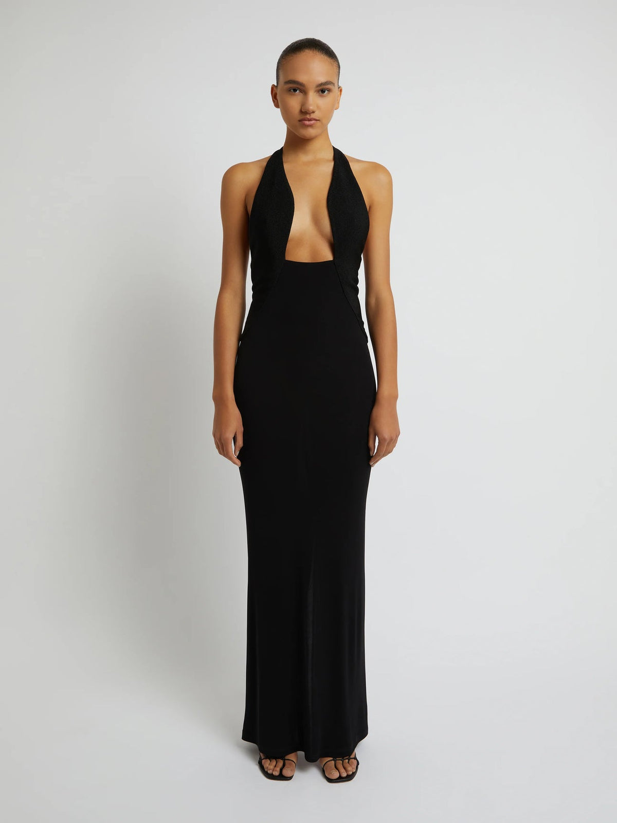 Christopher Esber Tailored Sloped Halter Gown Black