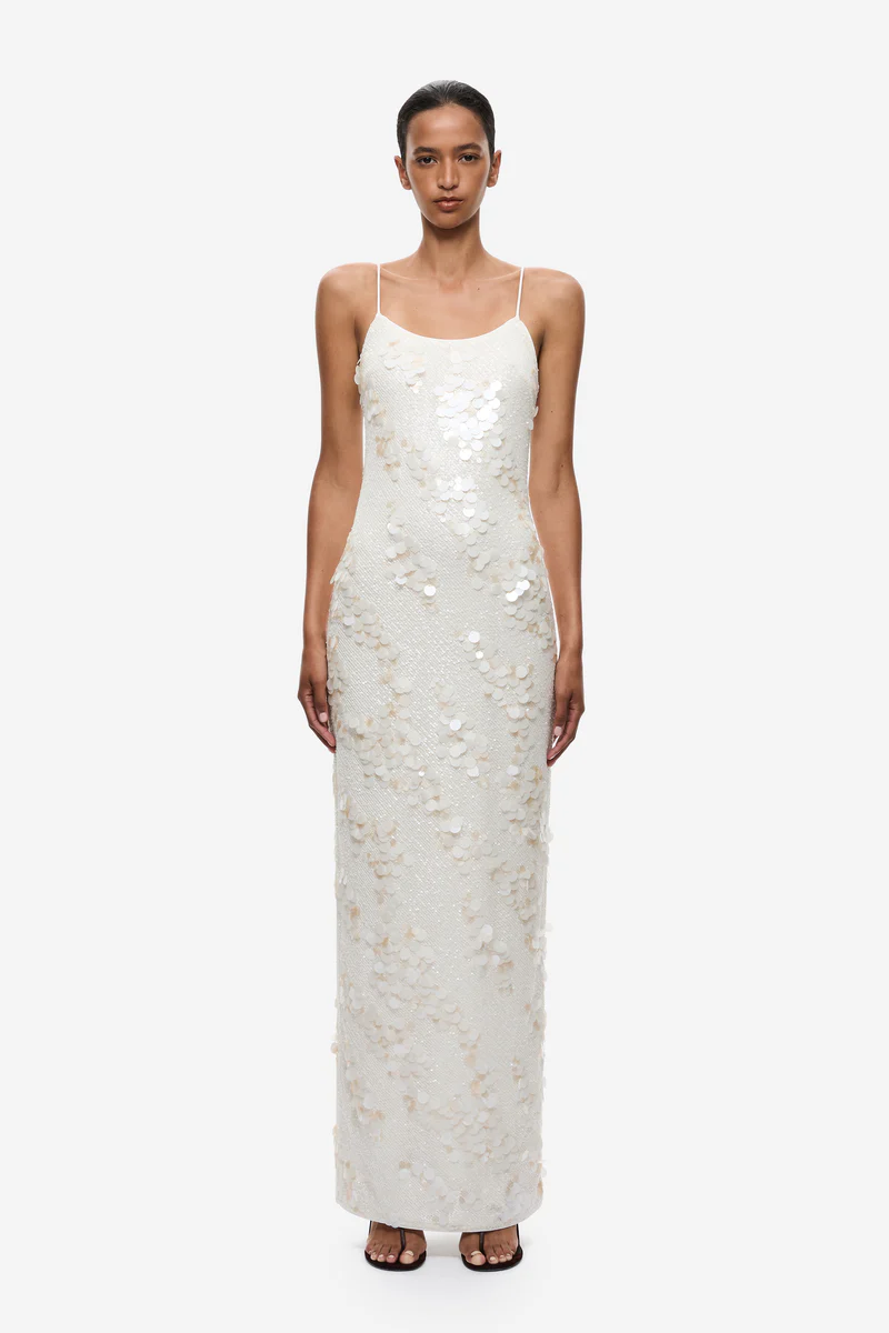 Misha Devina Sequin Maxi Ivory