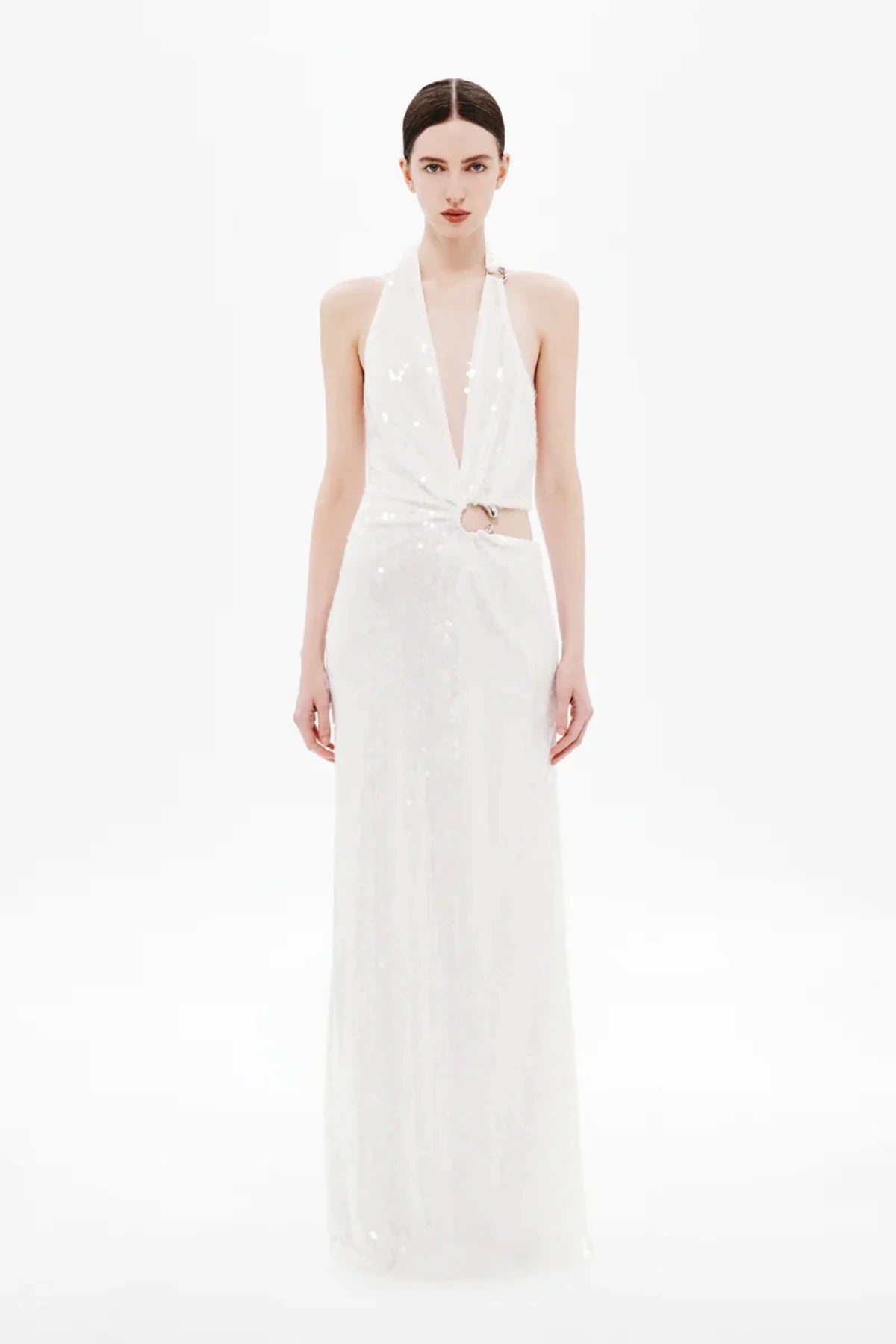 MISHA Devon Sequin Gown Ivory