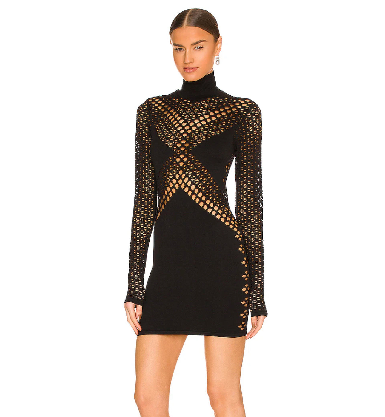 【Dion Lee】 Fishnetミディドレス Fishnet high-neck minidress in black - Dion Lee | Mytheresa
