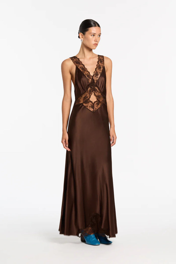 Sir the Label Aries Cutout Midi Brown – shortandsweethire