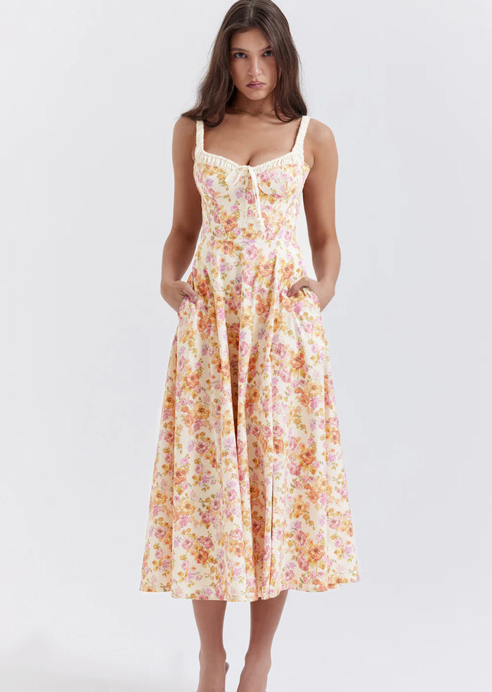 House of CB Sabrina Ivory Print Midi