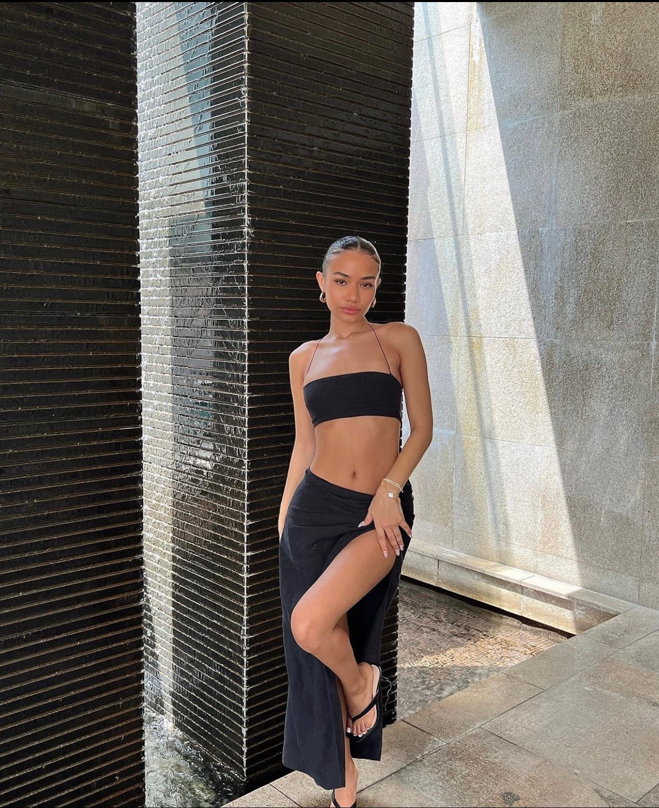 Natalie Rolt Kylie Crop & Kaia Skirt Set Black